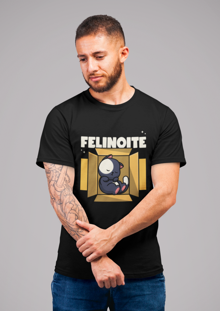 Black Felinoite graphic printed round neck tshirt