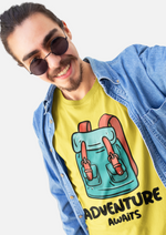 Unisex White Adventure awaits graphic printed round neck tshirt
