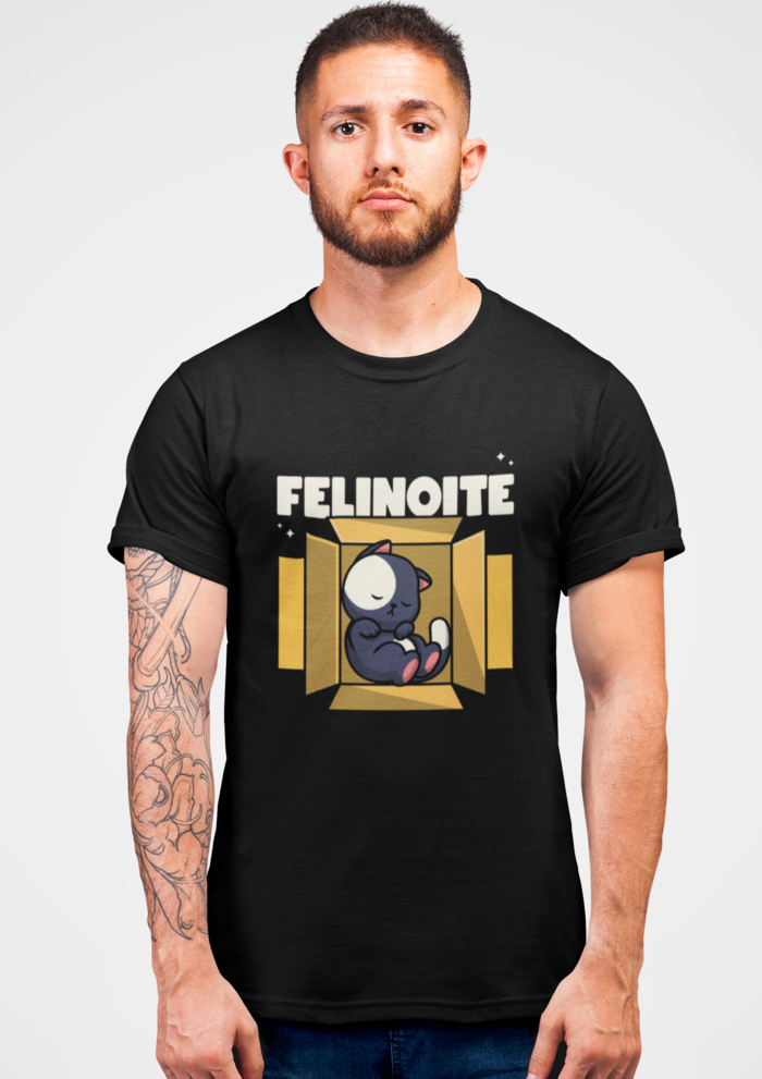 Black Felinoite graphic printed round neck tshirt