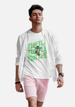 White Epic Turtle graphic printed Oversized tshirt