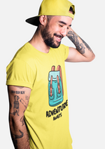 Unisex White Adventure awaits graphic printed round neck tshirt