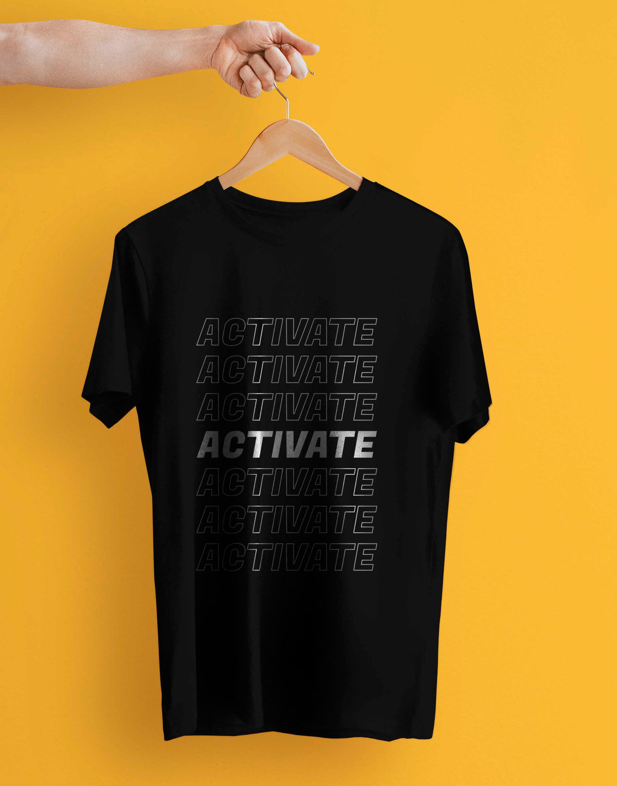 Men's black activate graphic printed tshirt