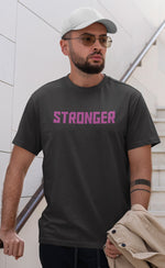 Men's black stronger graphic printed tshirt