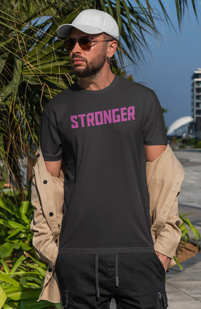 Men's black stronger graphic printed tshirt