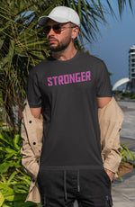 Men's black stronger graphic printed tshirt