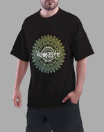 Unisex black namaste graphic printed oversized tshirt