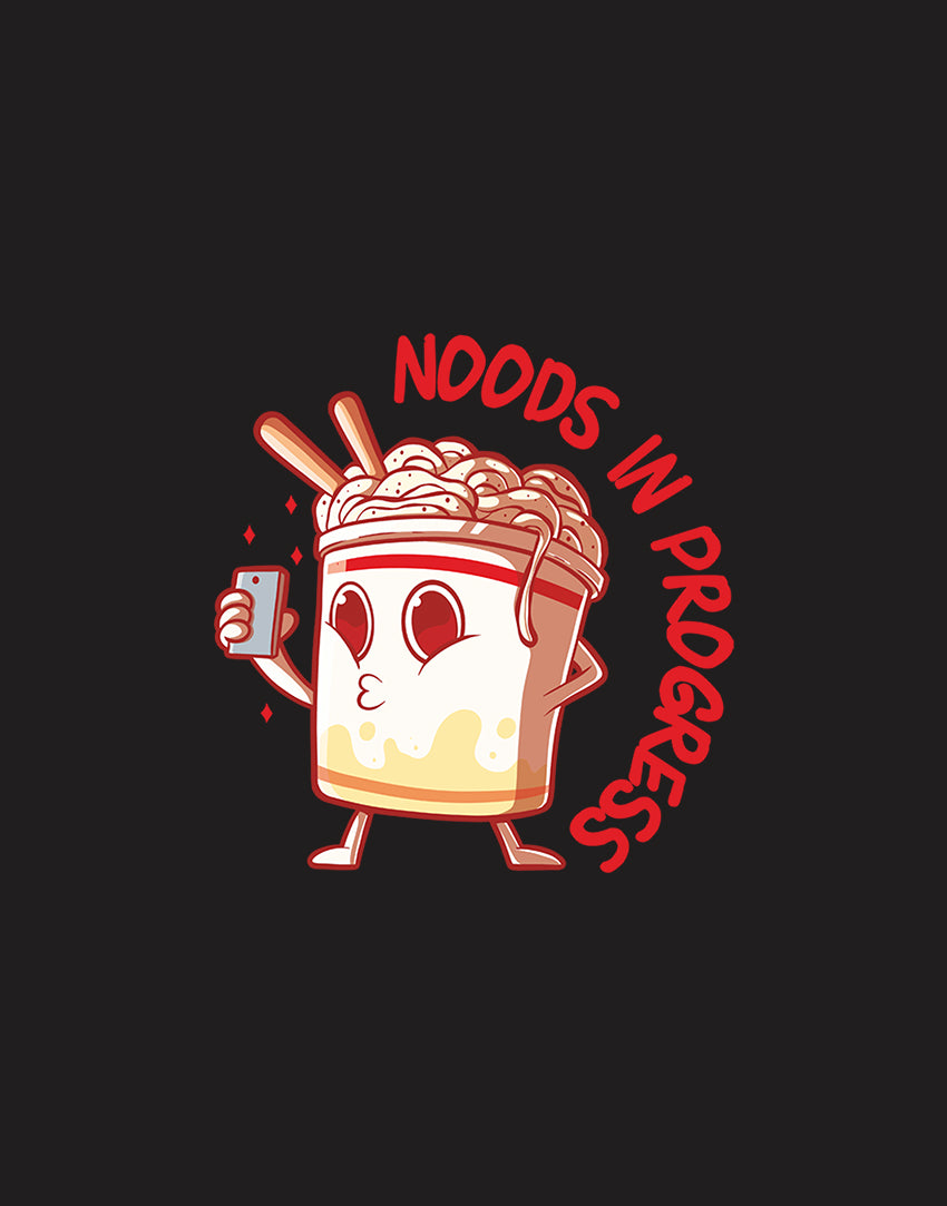 Men's black noods in progress graphic printed tshirt