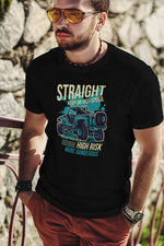 Men's black open jeep graphic printed tshirt