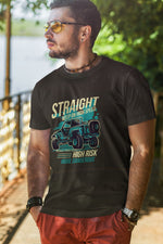 Men's black open jeep graphic printed tshirt
