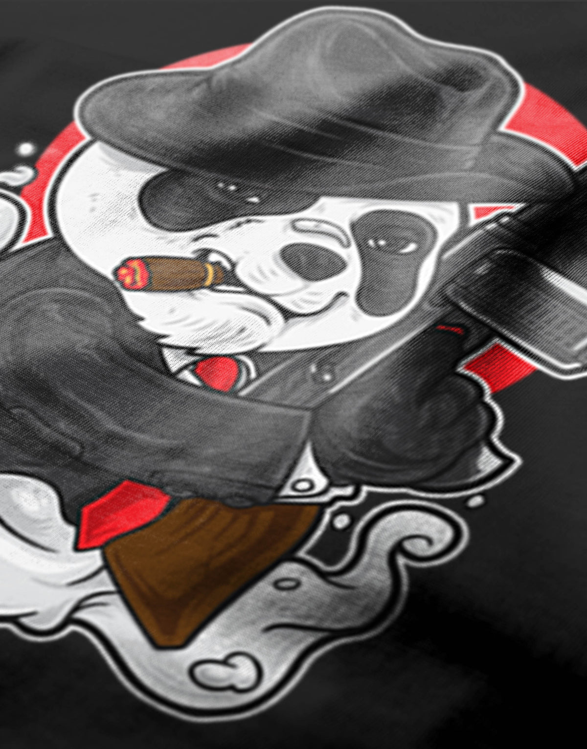 Men's black panda mafia graphic printed tshirt