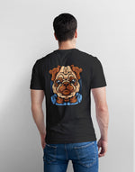 Men's black pug with bow tie graphic printed tshirt