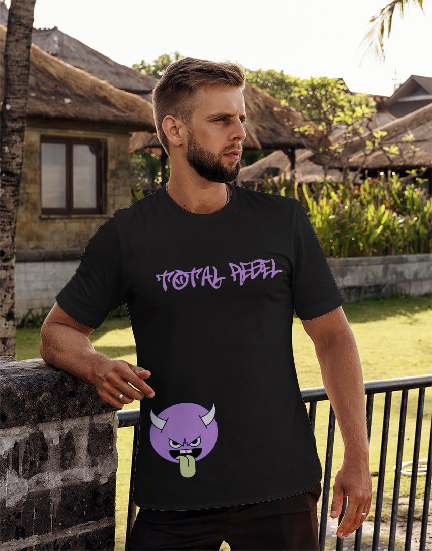 Men's black total rebel graphic printed tshirt