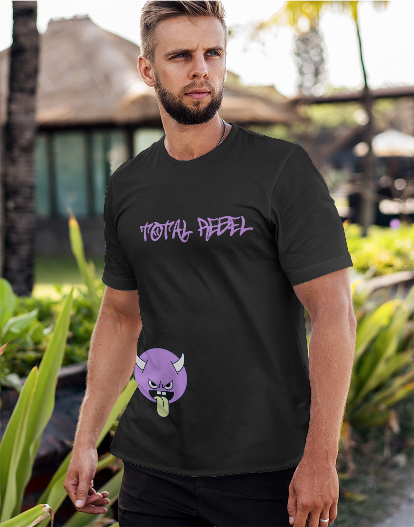 Men's black total rebel graphic printed tshirt