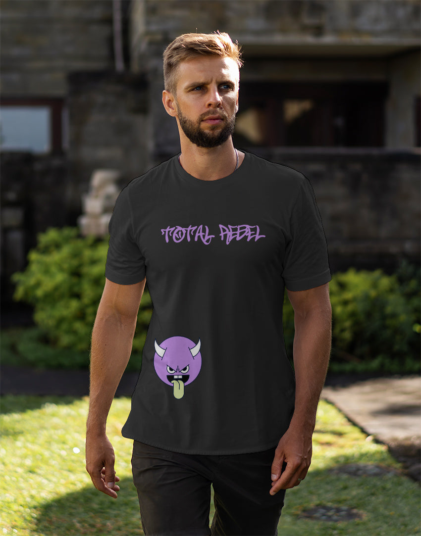 Men's black total rebel graphic printed tshirt