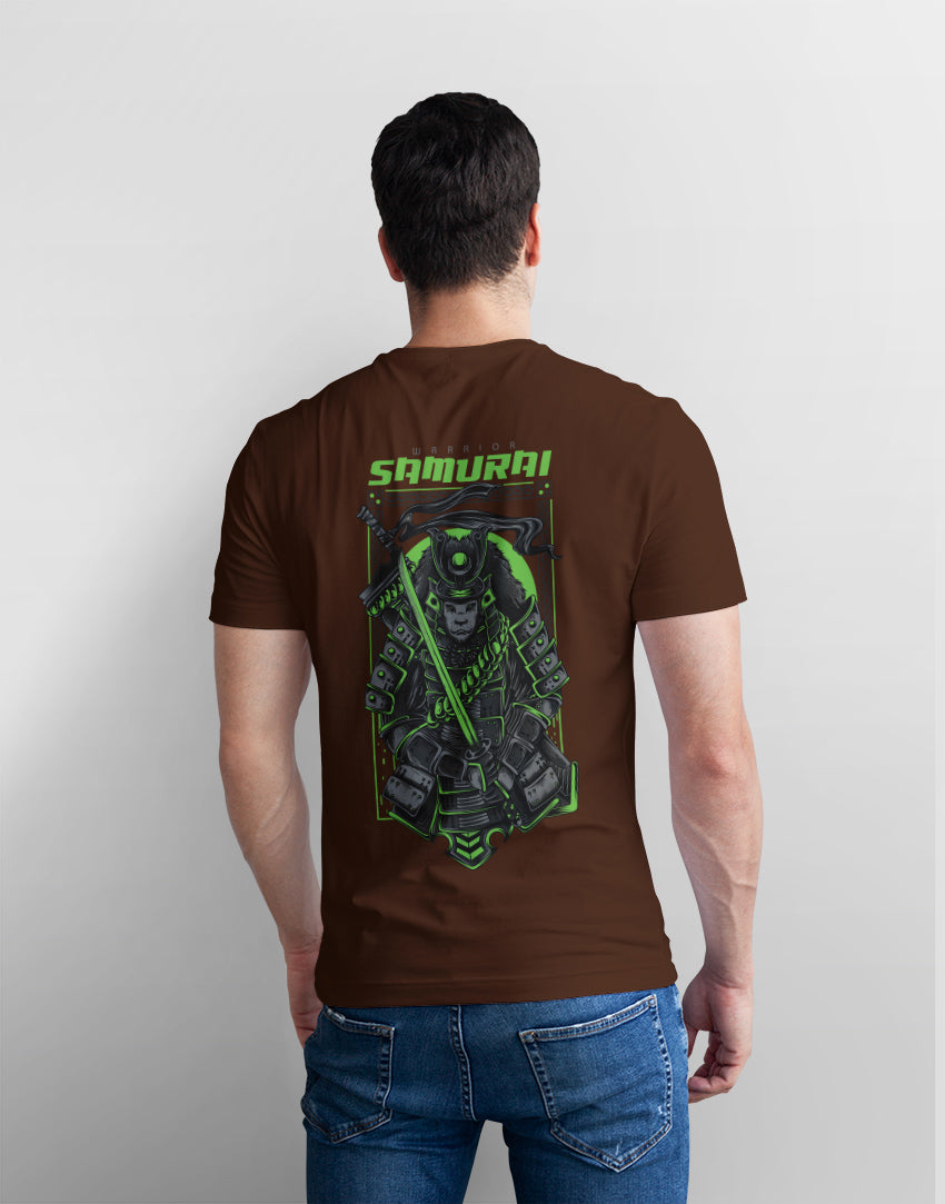 Men's brown samurai graphic printed tshirt