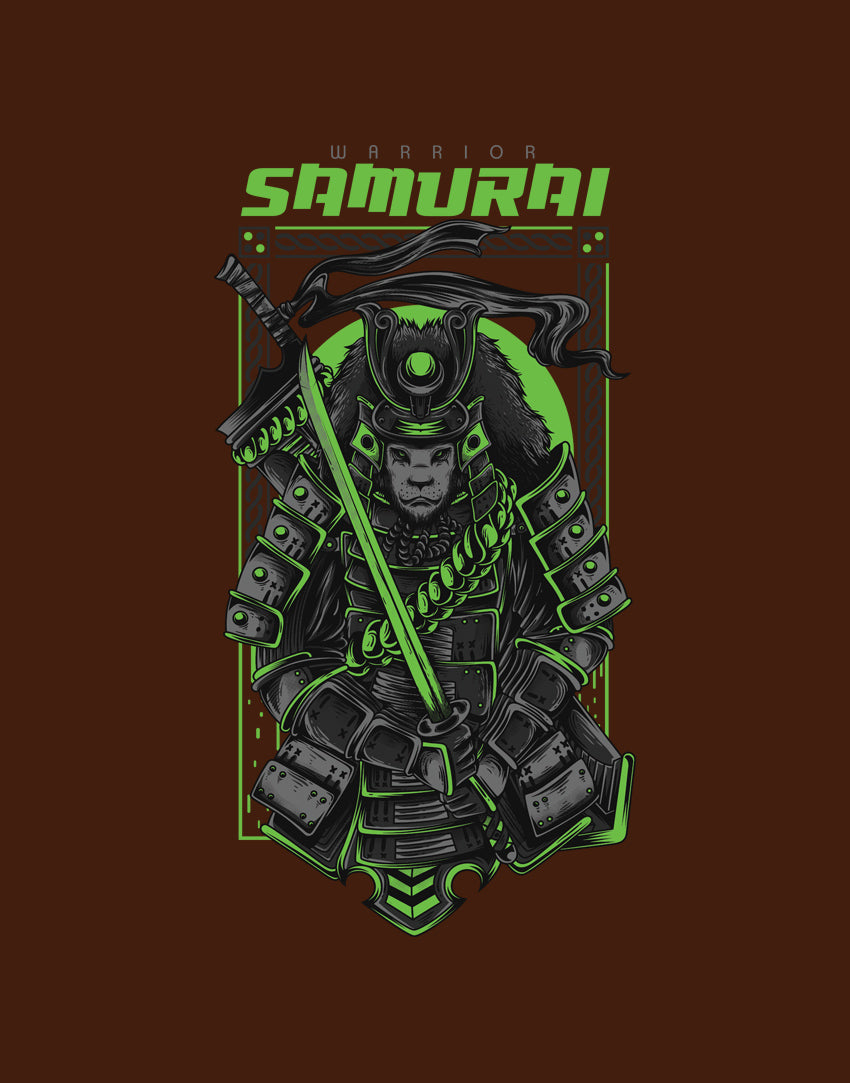 Men's brown samurai graphic printed tshirt