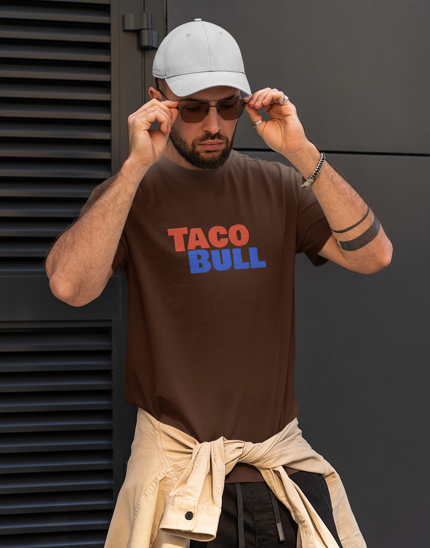 Men's brown taco bull graphic printed tshirt