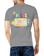 Men's grey retro graphic printed tshirt