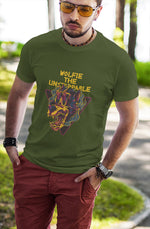 Men's military green graphic tshirt unstoppable wolfie