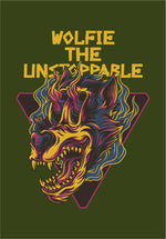 Men's military green graphic tshirt unstoppable wolfie