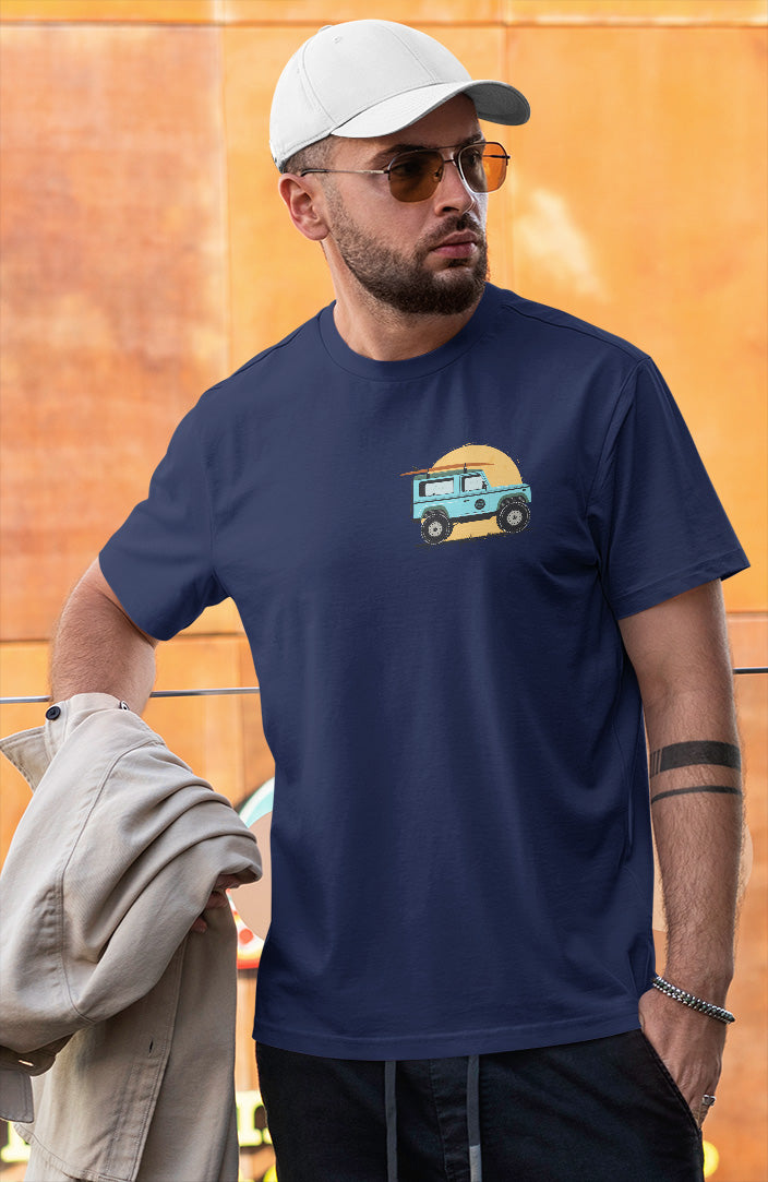 Men's navy blue graphic printed tshirt surfing life