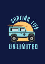 Men's navy blue graphic printed tshirt surfing life