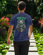 Men's navy blue punk you monkey graphic printed tshirt