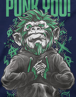 Men's navy blue punk you monkey graphic printed tshirt