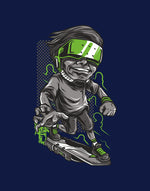 Men's navy blue rocket kid graphic printed tshirt