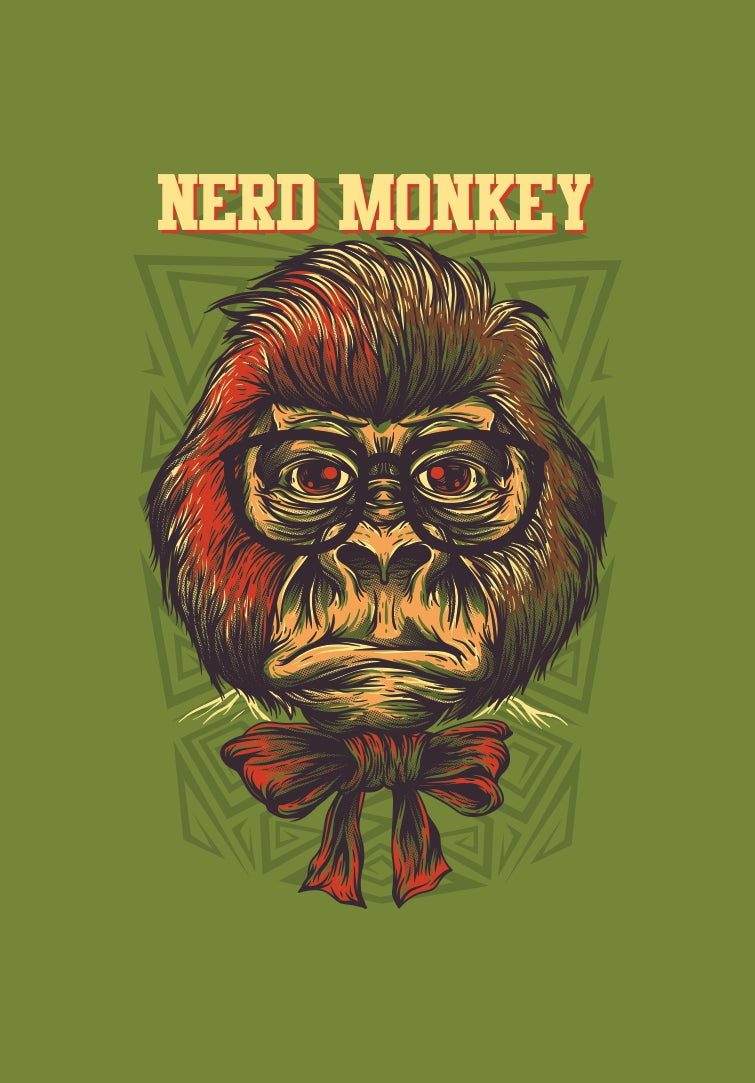 Men's sage green graphic printed tshirt nerd monkey