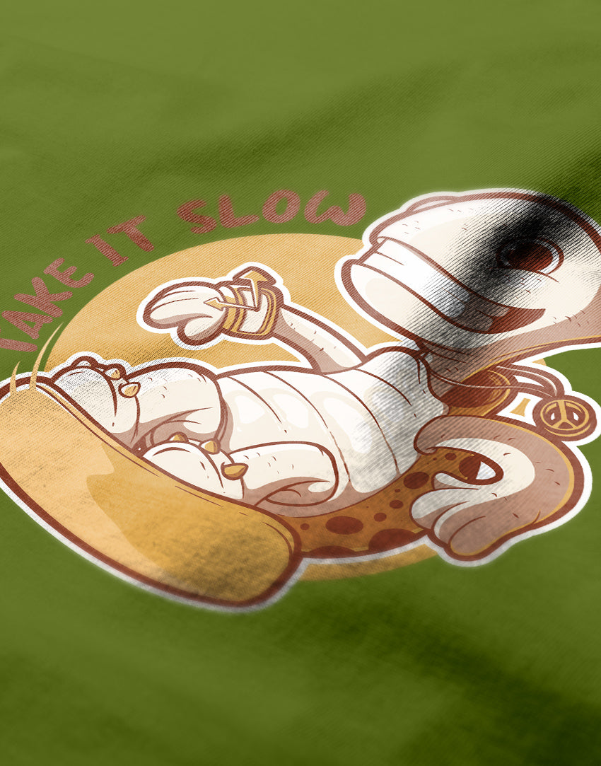 Men's sage green take it slow graphic printed tshirt