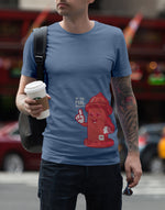 Men's sky blue feel stuck graphic printed tshirt