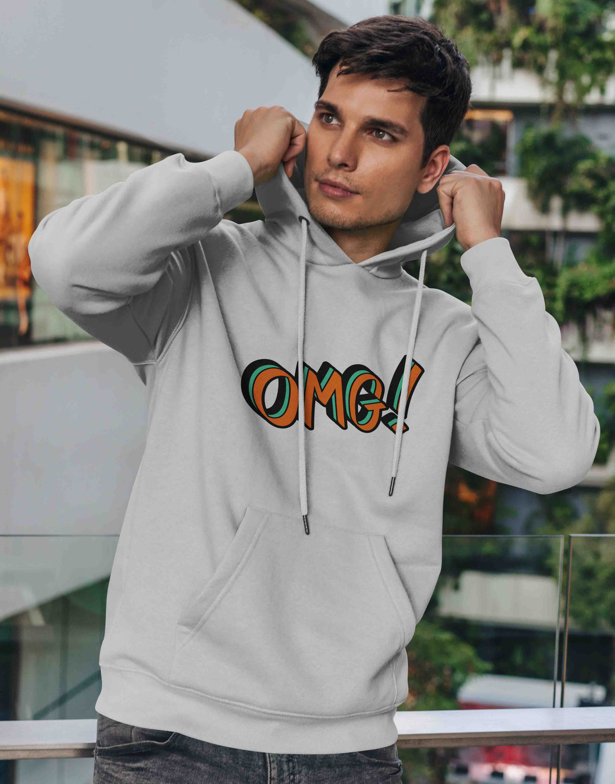 Men's white omg graphic printed hoodie