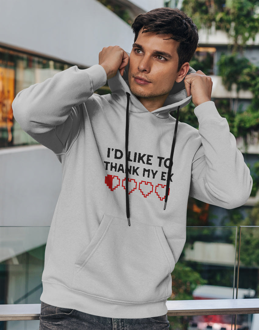 Men's white thank my ex graphic printed hoodie