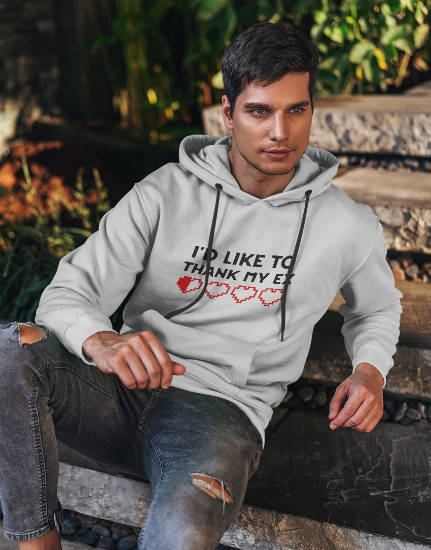 Men's white thank my ex graphic printed hoodie