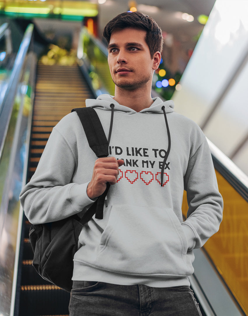 Men's white thank my ex graphic printed hoodie