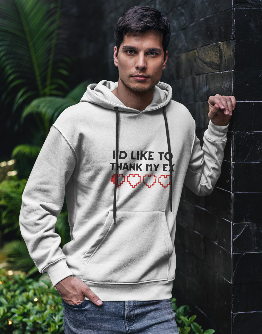 Men's white thank my ex graphic printed hoodie
