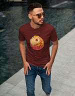 Men's wine yin yang burger pizza graphic printed tshirt