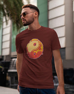 Men's wine yin yang burger pizza graphic printed tshirt