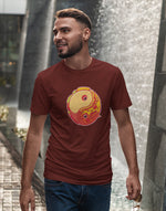 Men's wine yin yang burger pizza graphic printed tshirt
