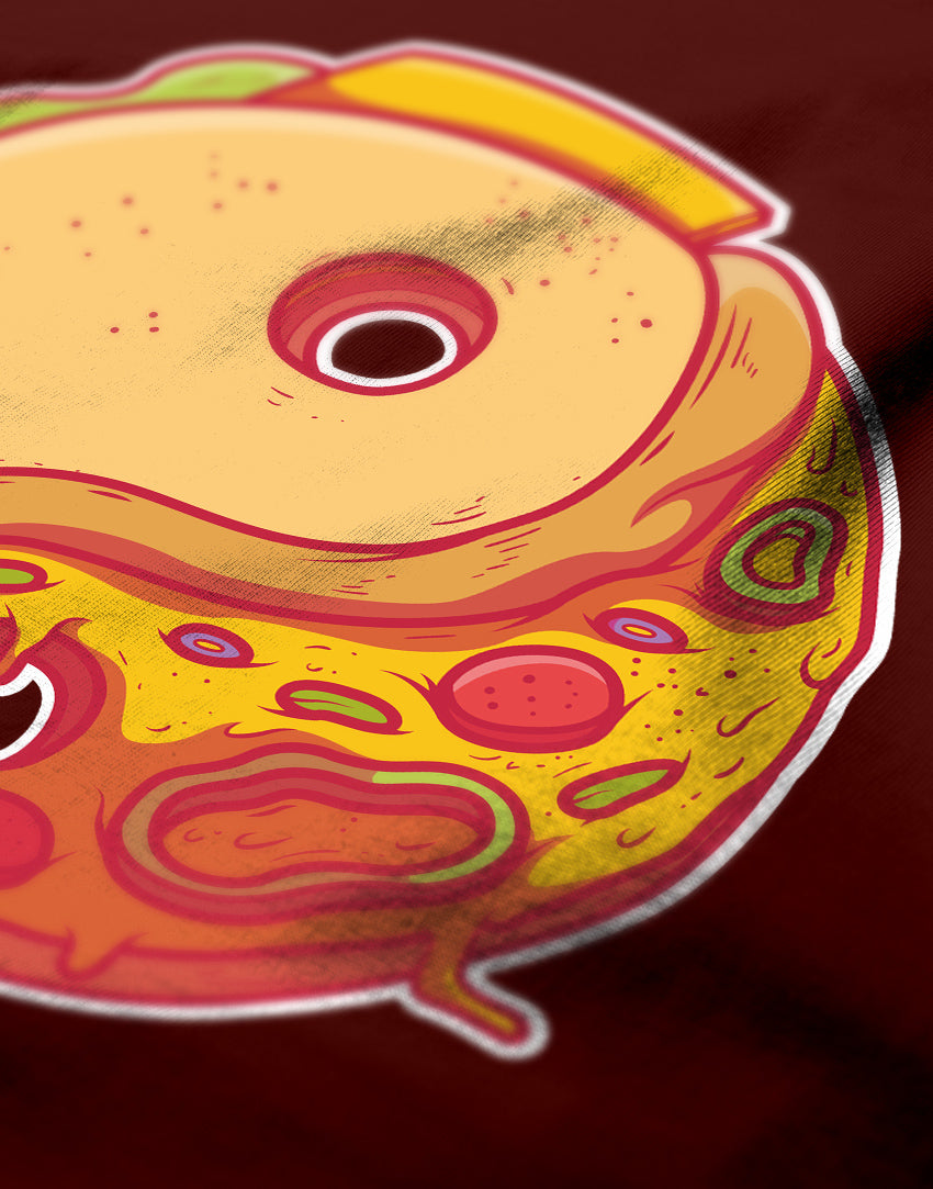 Men's wine yin yang burger pizza graphic printed tshirt