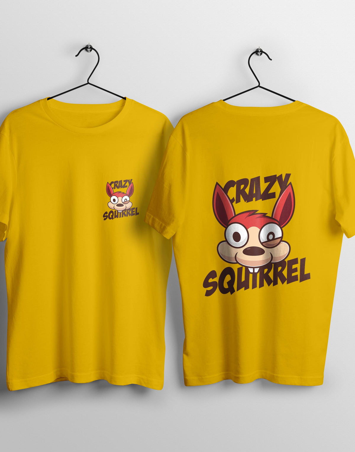 Men's yellow crazy squirel graphic printed tshirt