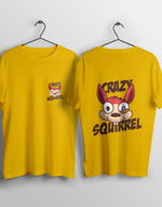 Men's yellow crazy squirel graphic printed tshirt