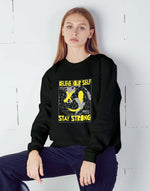 Unisex black believe yourself graphic printed sweatshirt