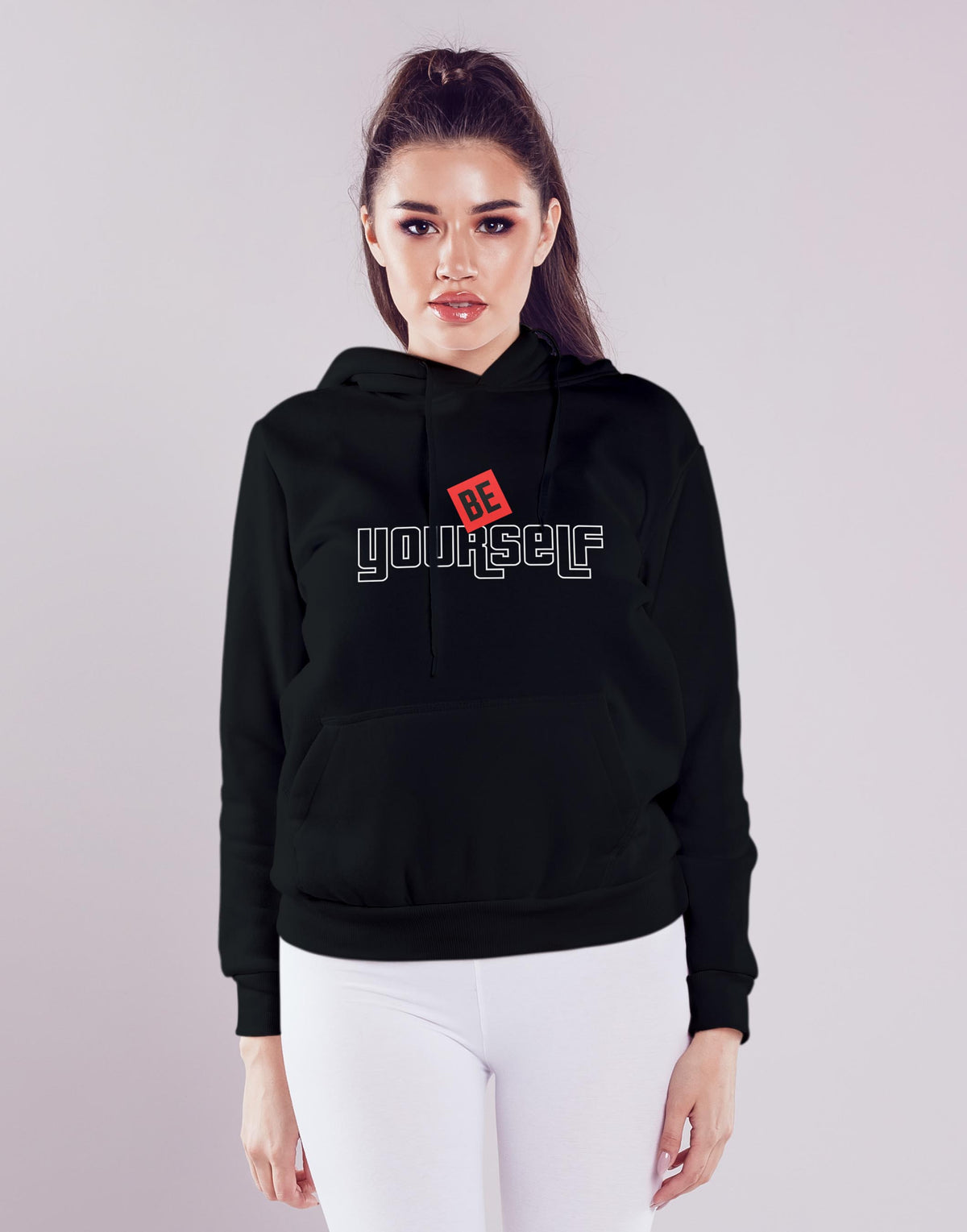 Unisex black be yourself graphic printed hoodie