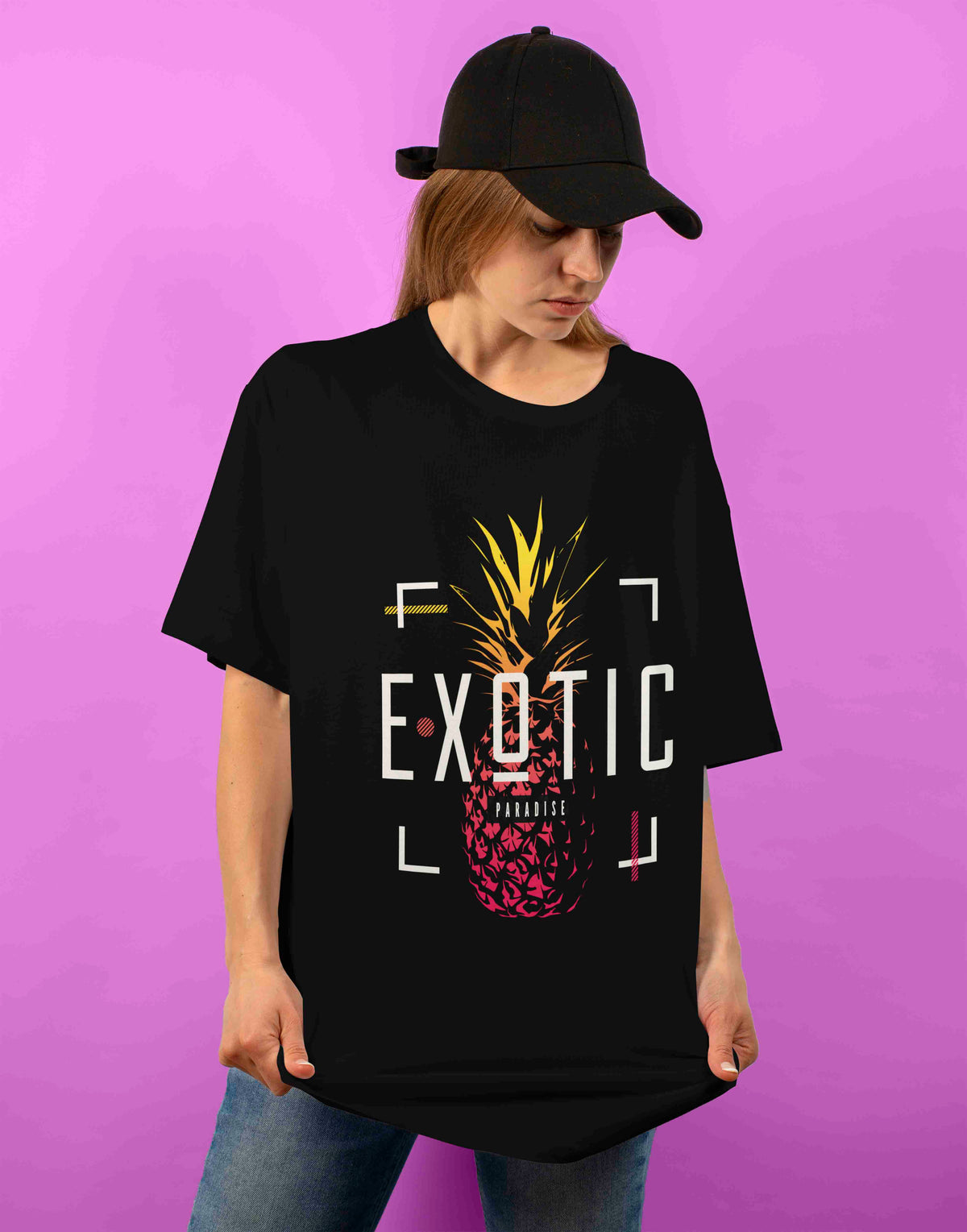 Unisex black exotic graphic printed oversized tshirt