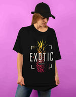 Unisex black exotic graphic printed oversized tshirt