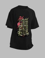 Unisex black rock accident graphic printed oversized tshirt