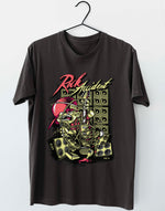 Unisex black rock accident graphic printed oversized tshirt