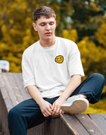 Unisex white authentic smile graphic printed oversized tshirt